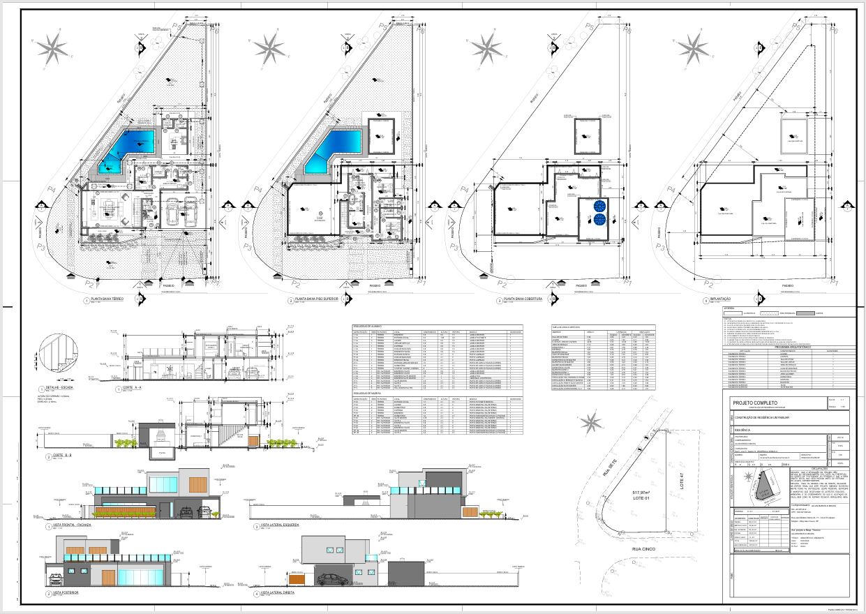 Plantas arquitetônicas residenciais